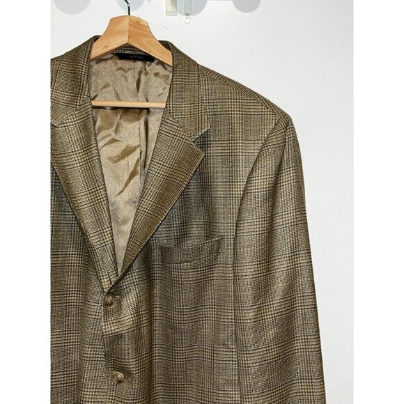Brooks Brothers Check Plaid Silk Wool Blend Button-Up Blazer Men’s Size 45 - Picture 2 of 9